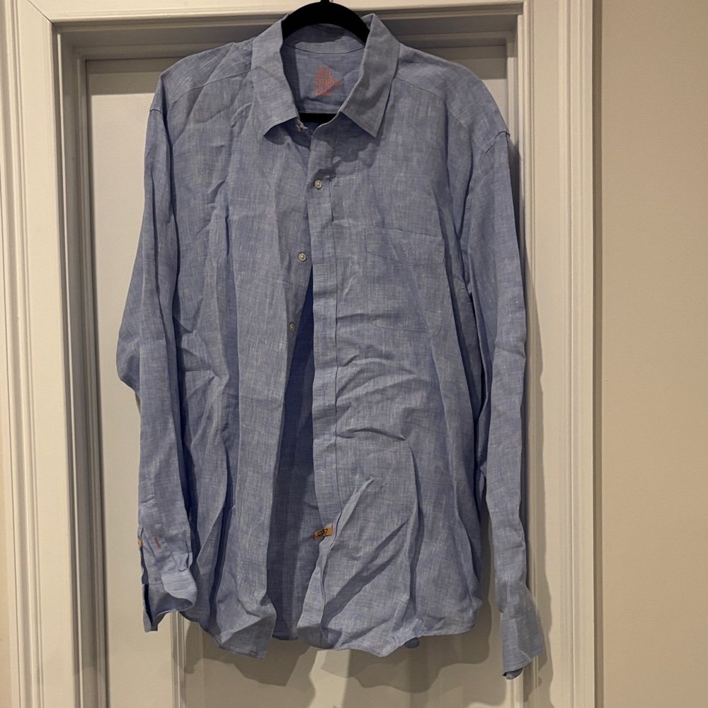 J. McLaughlin Light Blue Casual Button-Down Shirt